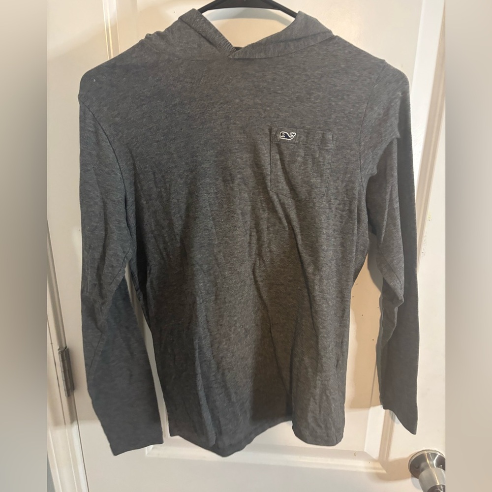Vineyard Vines Charcoal Long Sleeve hooded tshirt boys size m EUC